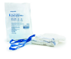 Surgical Laparotomy Sponge McKesson X-Ray Detectable Cotton 18 X 18 Inch 5 Count Soft Pack Sterile