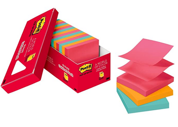Post-it Pop-up Notes, Brilliant Bright Colors, For Dispensers, America's #1 Favorite Sticky Note, Recyclable, 3 in x 3 in