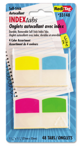 Write-On Index Tabs, 1/5-Cut Tabs, Assorted Colors, 1.06" Wide, 48/Pack