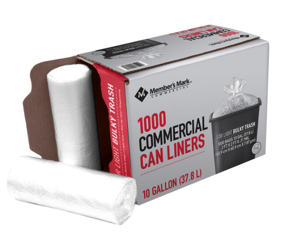 CASE/1000/ 7-10 Gallon Commercial Trash Bags (10 rolls of 100 ct., total of 1000 ct.)