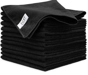 PACK/12: Microfiber Cleaning Cloth | Black (12 Pack) | Size 16" x 16" | All Purpose Microfiber Towels - Clean, Dust, Polish, Scrub, Absorbent
