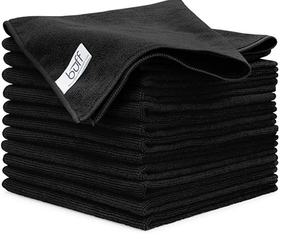 PACK/12: Microfiber Cleaning Cloth | Black (12 Pack) | Size 16