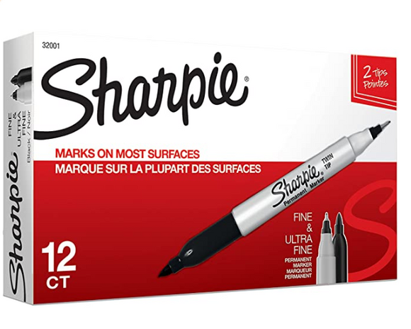 SHARPIE Permanent Markers, Fine and Ultra Fine Point 12/PK