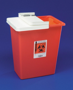 Sharps Container with Hinged Lid, Red, 8 gal.- 10/Case