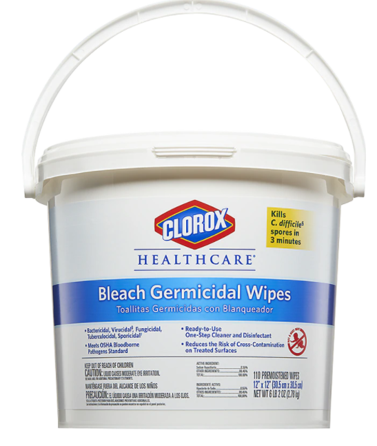 Clorox Healthcare XL Bleach Germicidal Wipes, Bucket (1/Each)-CLO30358EA