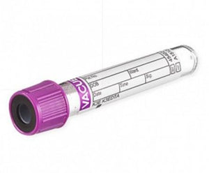 VACUETTE Blood Collection Tube, K3E K3EDTA, Non-Ridged, 13x75, Lavender Cap with Black Ring, 4 mL-1200/Case