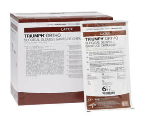 Triumph Ortho with Aloe Powder-Free Latex Surgical Gloves, Size 6.5-50/Box