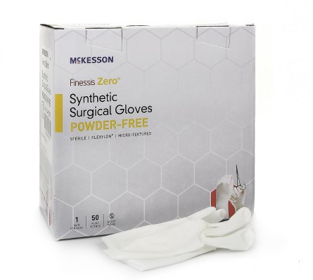 Surgical Glove McKesson Finessis Zero® Sterile Pair Flexylon® Synthetic Extended Cuff Length Micro-Textured White Chemo Tested