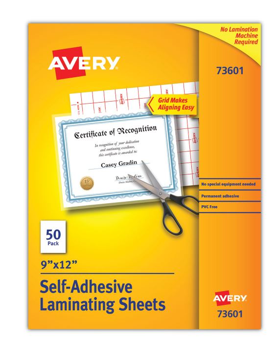 Clear Self-Adhesive Laminating Sheets, 3 mil, 9