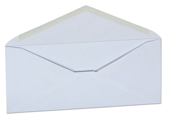 White Envelope, #10, Commercial Flap, Gummed Closure, 4.13 x 9.5, White, 500/Box