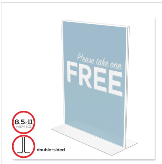 Classic Image Double-Sided Sign Holder, 8 1/2 x 11 Insert, Clear