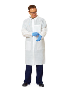 Disposable Knit-Cuff Multilayer Lab Coats with Traditional Collar Large 30/CASE