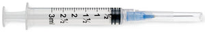 Luer-Lock Syringe with 23G x 1" Hypodermic Needle, 3 mL
