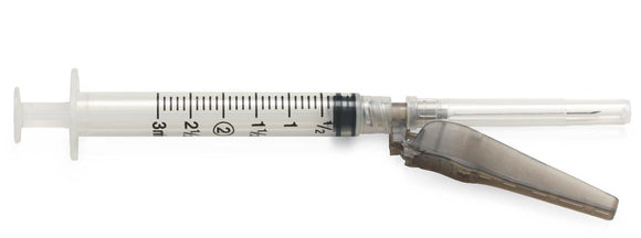 Syringe with Hypodermic Needle 3 mL 22 Gauge 1-1/2 Inch Detachable Needle Sliding Safety Needle