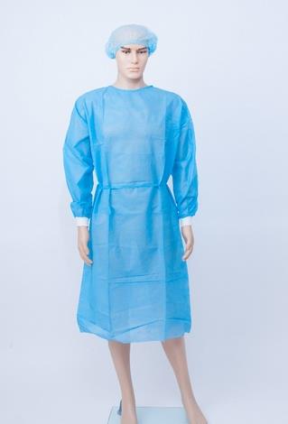 Isolation Gown, Disposable; Blue, with elastic cuff