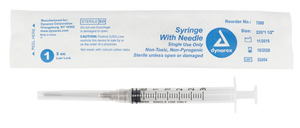 Dynarex - Syringes With Needle - 3cc 22Gx1.5 Needle